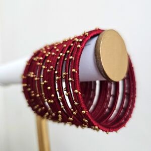 Maroon Gold Thread Bangles Indian Bangle Bracelets Pakistani Wedding Jewelery